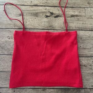Zara red ribbed tank
